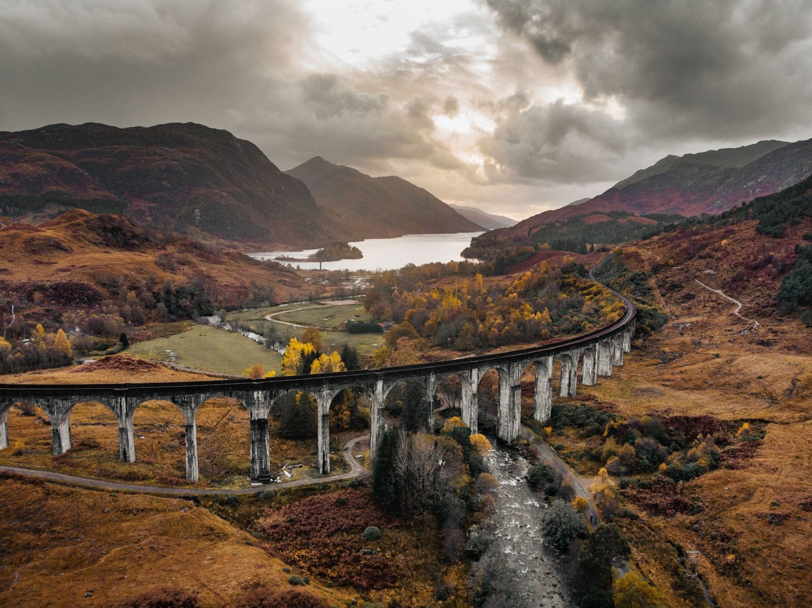 Glenfinnan viaduct and Loch Shiel in the Highlands